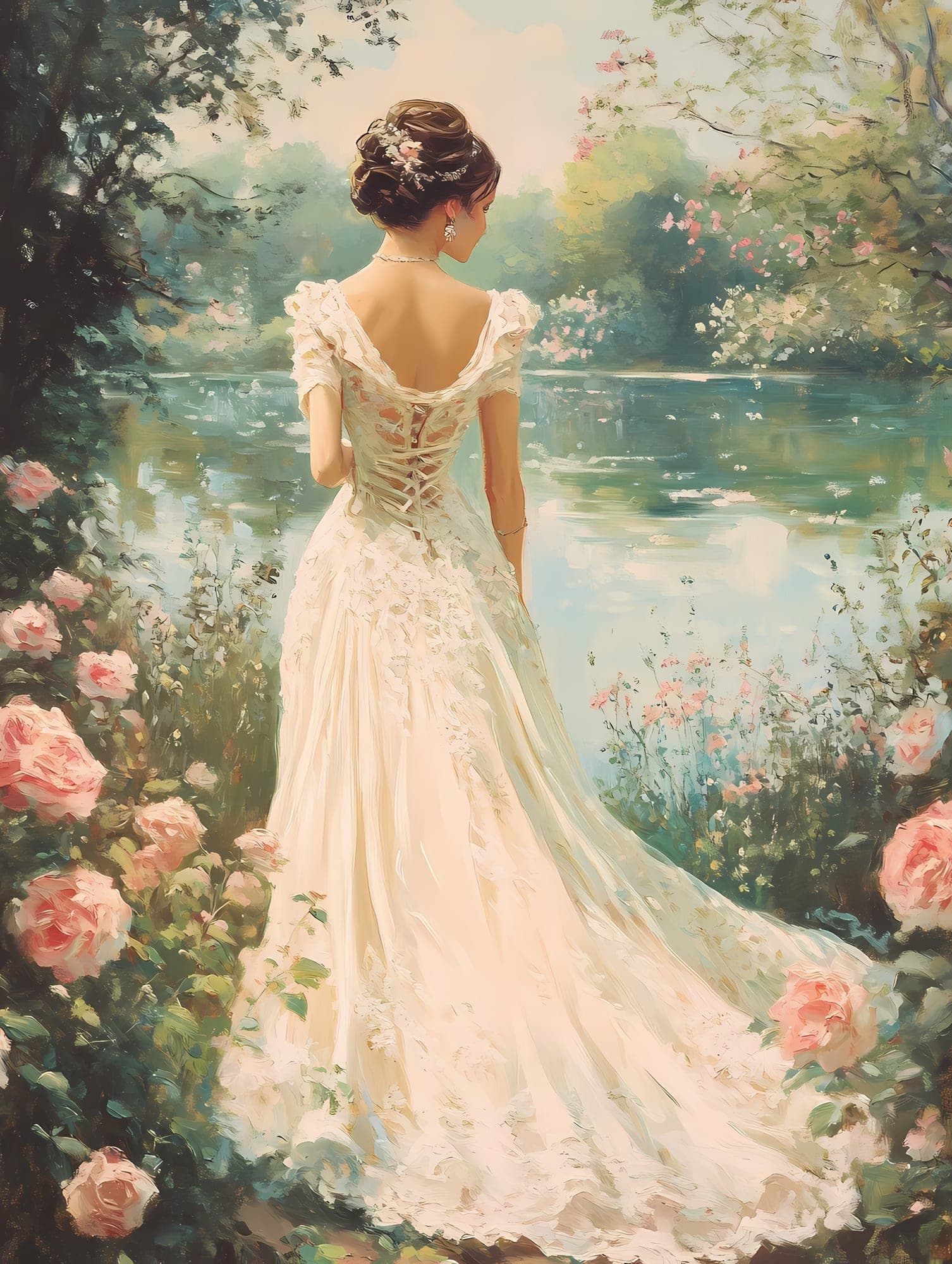 A moment when the soul dances among blooming gardens, where the heavens gently intertwine with the earth, and the air smells of eternity.