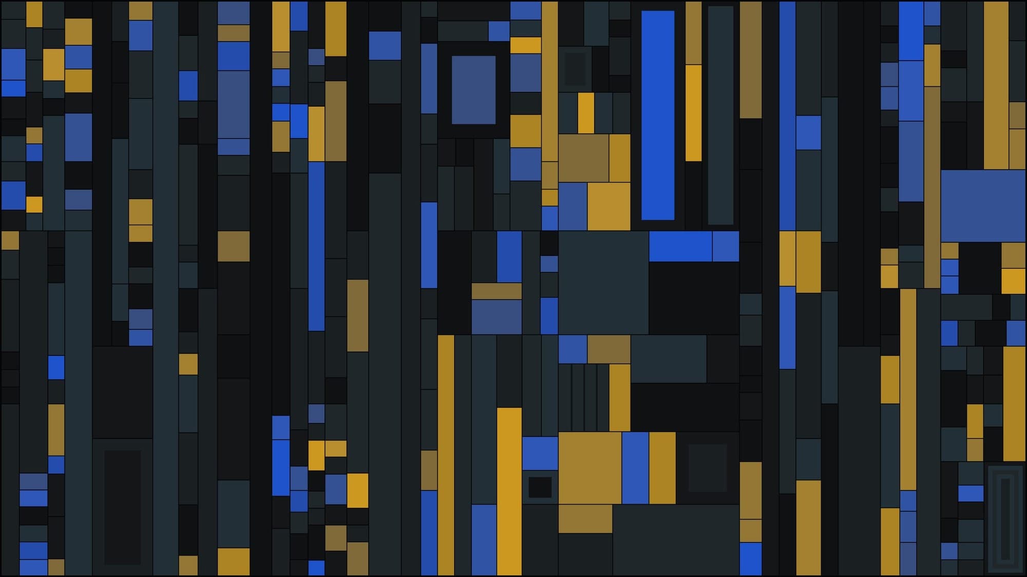 An abstract representation of a nighttime metropolis, broken down into digital components.