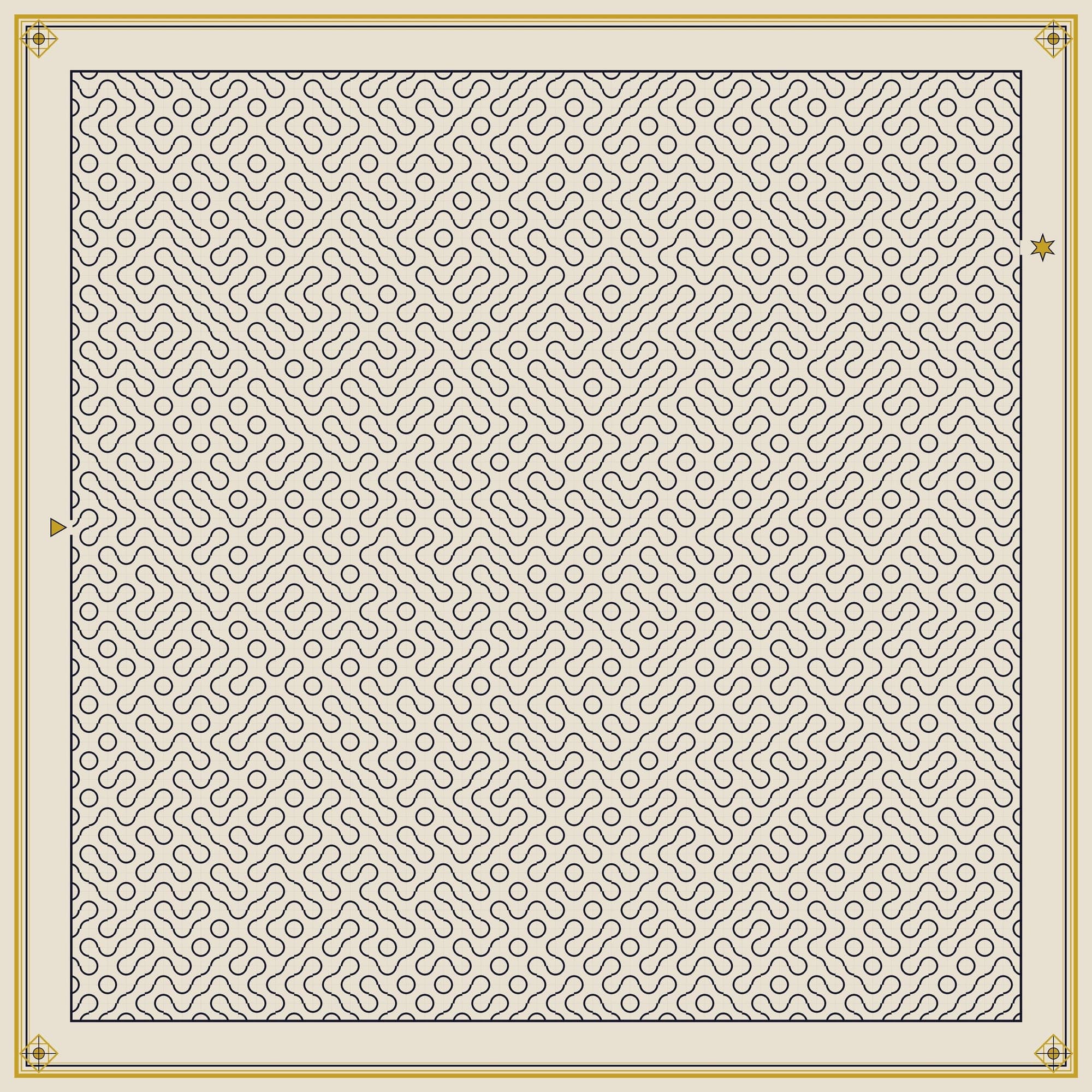 A field of 2,601 Truchet tiles - each one a quarter-circle obeying a single binary rule.