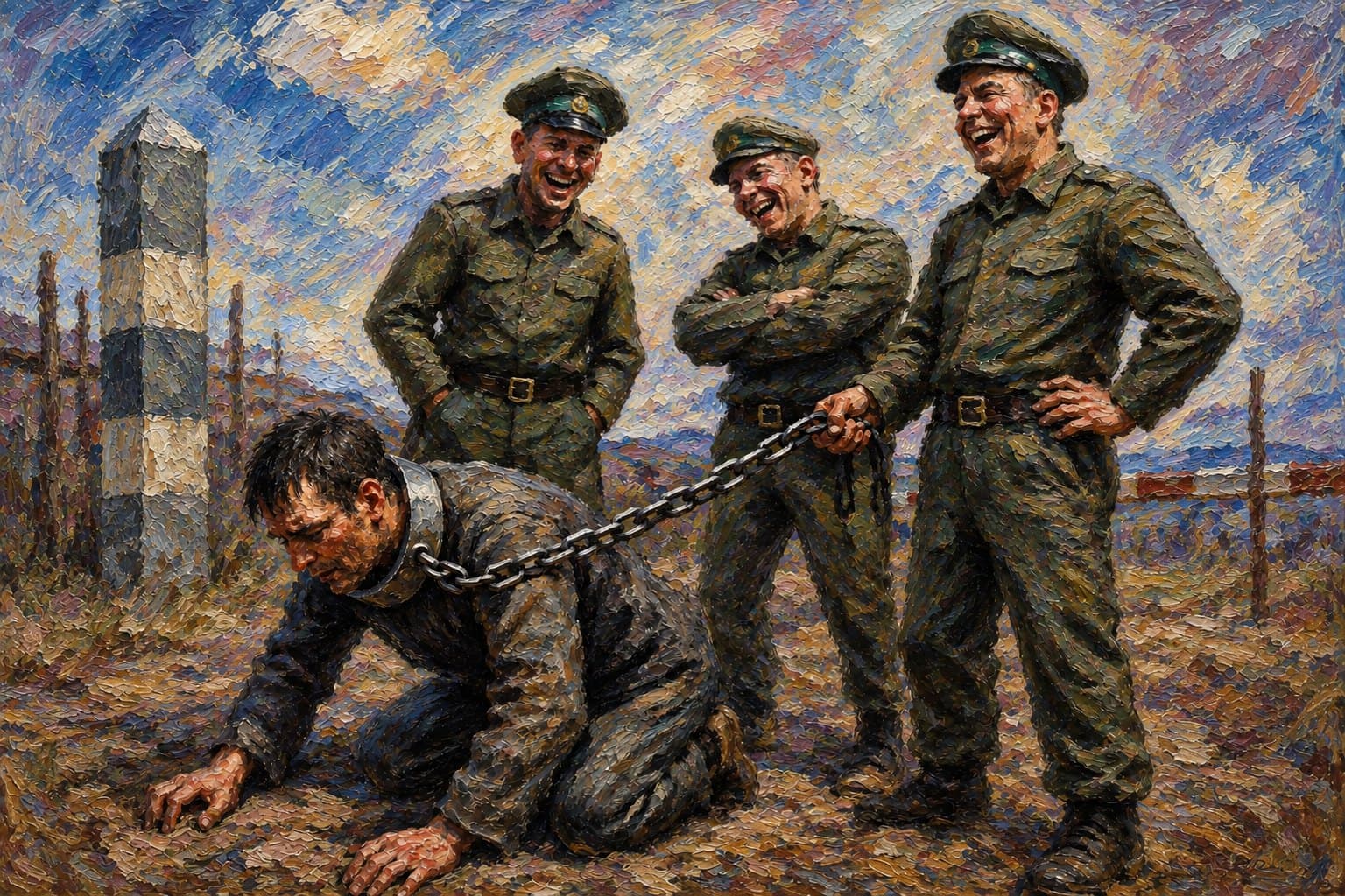 “Chain of Silence” This painting depicts not physical captivity, but a state of mind.